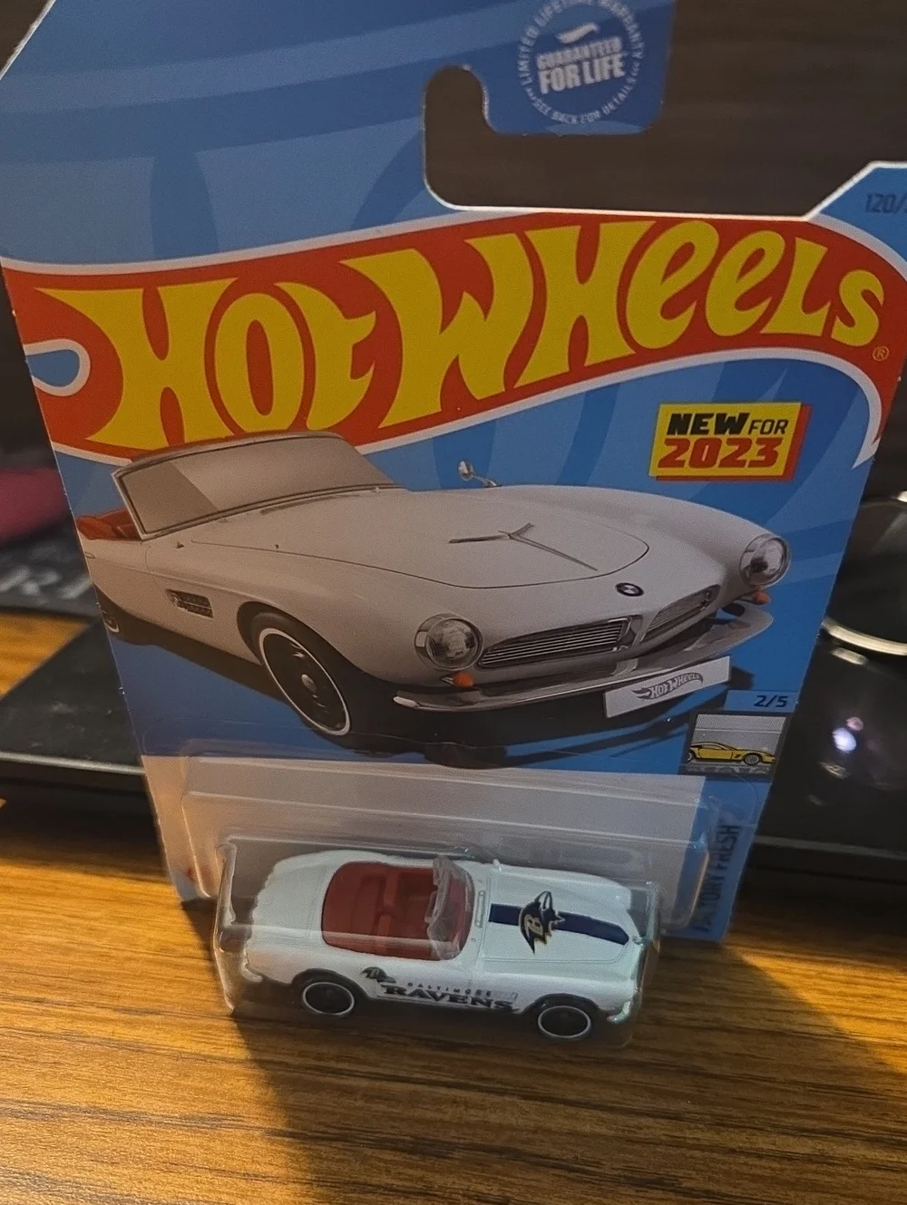 Mattel Hot Wheels White BMW 507 with Baltimore Ravens Graphics